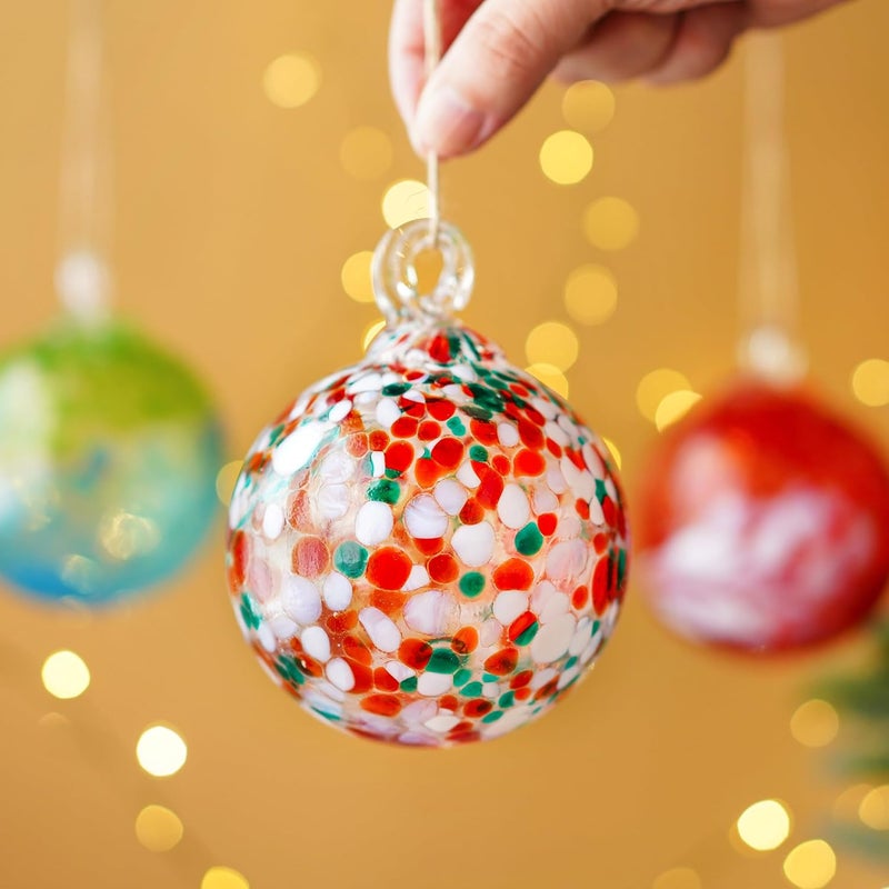 KRISININE 4" Blown Christmas Balls Hanging Glass Gazing Ball for Christmas Garden Patio Window Decoration Gifts for Xmas - Image 4
